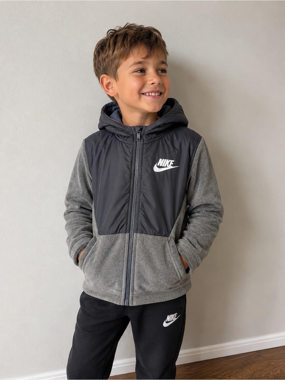 Nike Boys Sportswear fleece hooded jacket